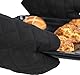2 Stück Topflappen Handschuh, Ofenhandschuhe Hitzebestaendig, Topfhandschuhe, Backhandschuhe, für Kochen Backen Grillen Auflaufform(Schwarz)