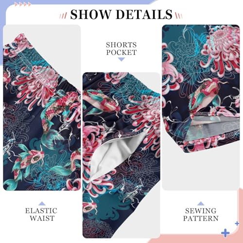 ZZXXB Fish and Chrysanthemums Boys Long Pants Soft Trousers Elastic Waist Kids Lounge Bottoms with Pockets S-XL4