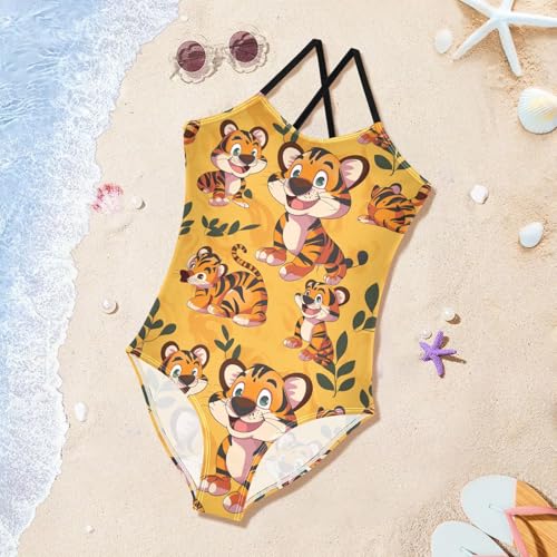 Image of Girls One Pieces Swimsuit Cute Beach Swimwear with Adjustable Strap 3-10 Years
