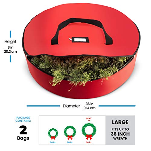 image for ZOBER 2-Pack Christmas Wreath Storage Bag 36