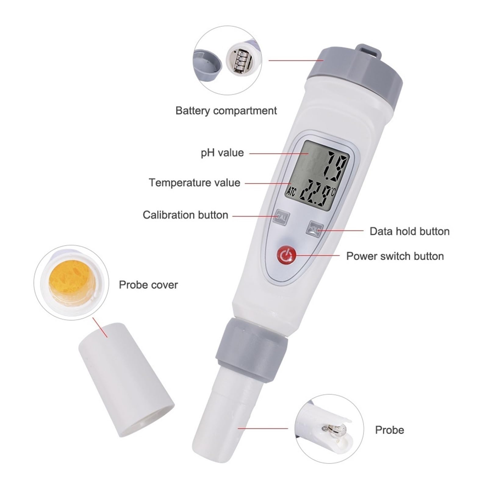 Monitor PH Przenośny Cyfrowy Miernik Jakości Wody PH-20 Podświetlenie LCD Cyfrowe Akwaria Baseny Tester Do Picia Szybkie I DokłAdne Wykrywanie