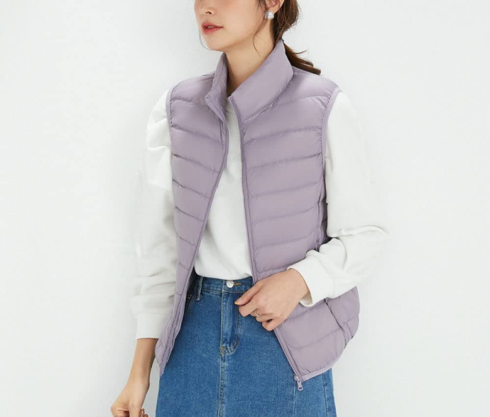 Doudoune sans Manche Femme, Gilet Léger Matelassé en Duvet Violet Col Montant Gilet De Transition Hiver Veste sans Manches Gilet Matelassé Élégant Gilet Chaud Femmes Gilet Doudoune Bureau Maiso