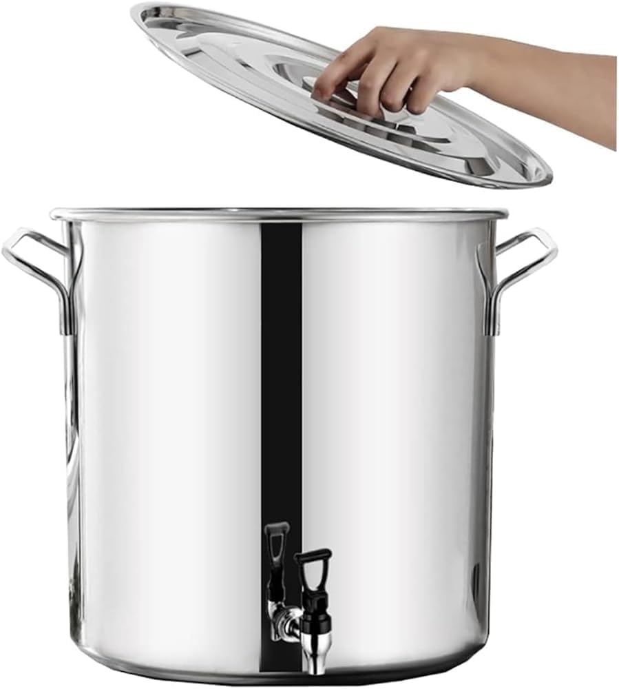 Marmite avec couvercle hermétique et robinet de vidange en inox de 30 litres