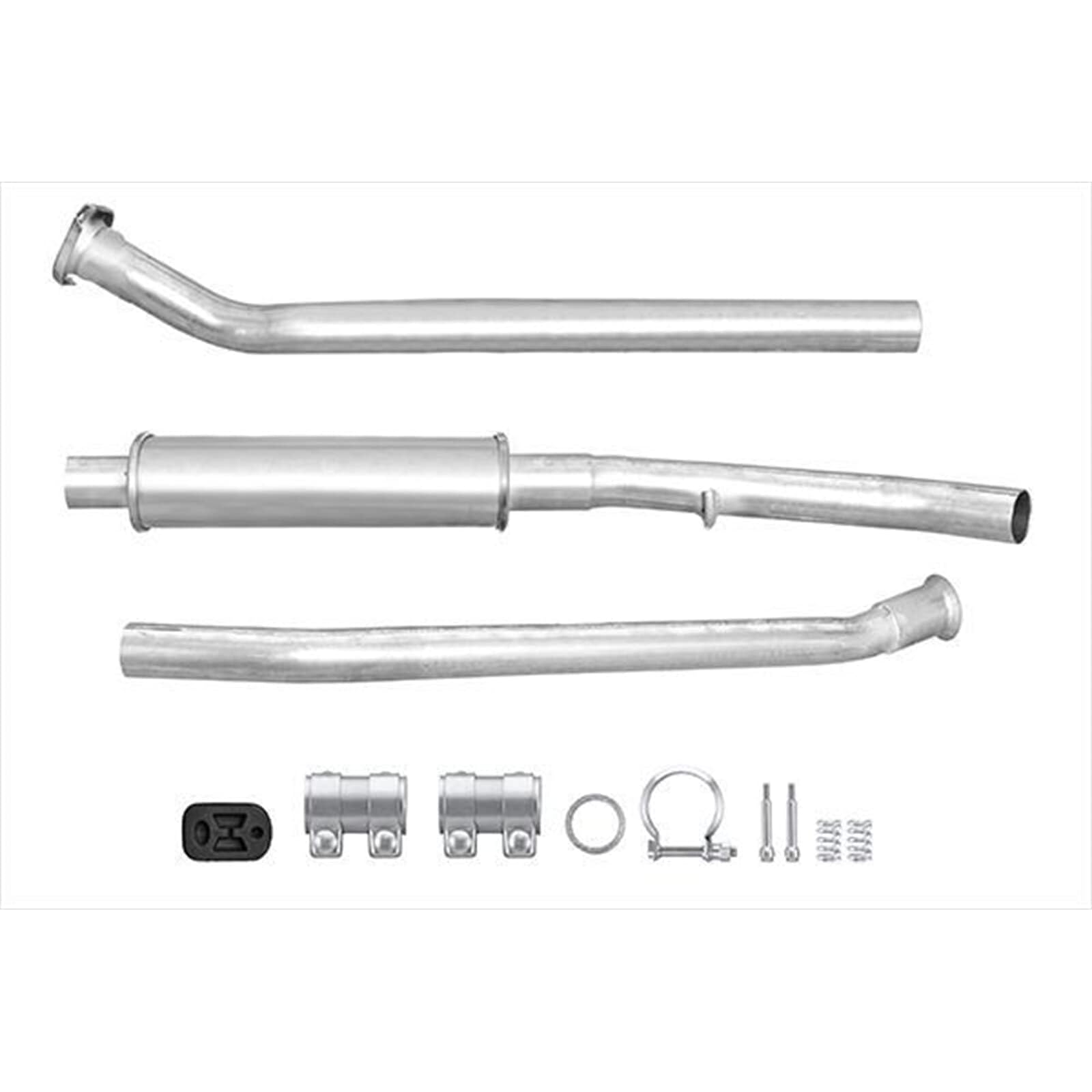 HELLA 8LC 366 023-401 silenciador del medio - Easy2Fit Kit - centro - tres piezas - Juego con accesorios de montaje