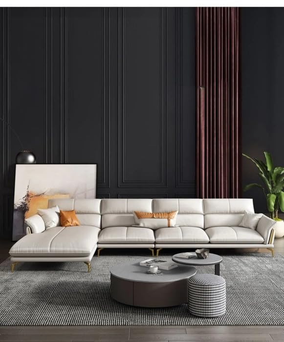 Image of LEGACY OF COMFORT Rala Modern Luxury Leatherette Sectional Sofa (Off White)