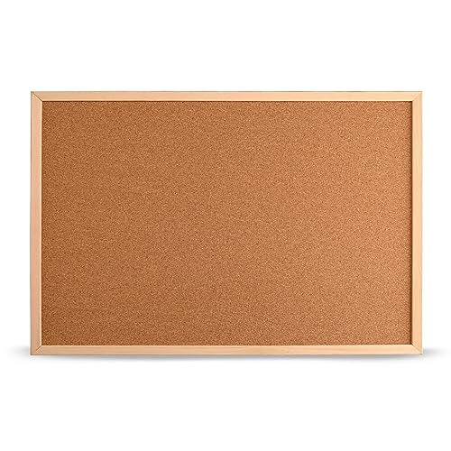 MG Design Tableau en liège avec cadre en bois 90 x 120 cm Naturel – organiseur pour notes, photos et plans pour la maison, le bureau et l'école