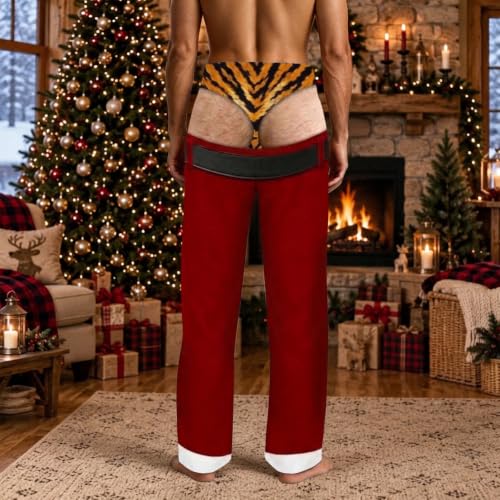 Christmas Funny Pajama Pants for Men Hairy Butt Print Novelty Loungewear - image 2