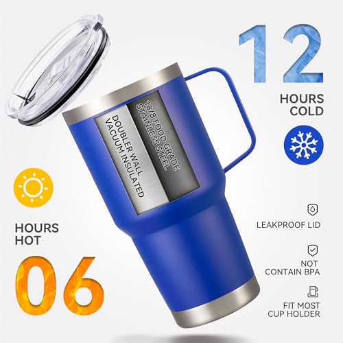 Image of 30 oz Stainless Steel Tumblers Bulk with Handle and Lid, 8 Pack