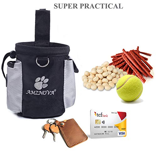 AMZNOVA Futterbeutel Hund Treatnow Leckerlitasche für Hunde, Futterbeutel Hundetraining für Training, Leckerli Beutel Gassitasche Leckerlibeutel Snackbeutel, 3 Tassen, Schwarz