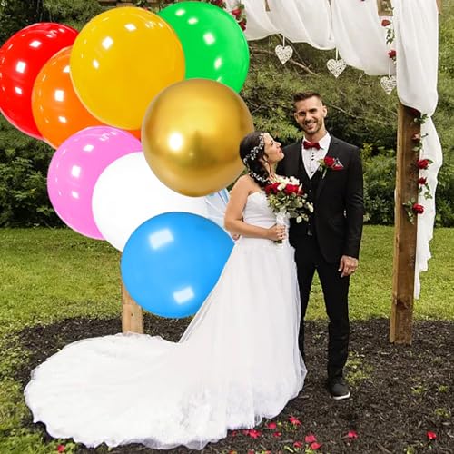 90 CM Grosse Bunt Luftballons, 10 Stück 36 Zoll Riese Luftballon Helium, Latex Riesige Ballon Dekoration für Hochzeit Karnevals Deko Festivals (10 Farbe)