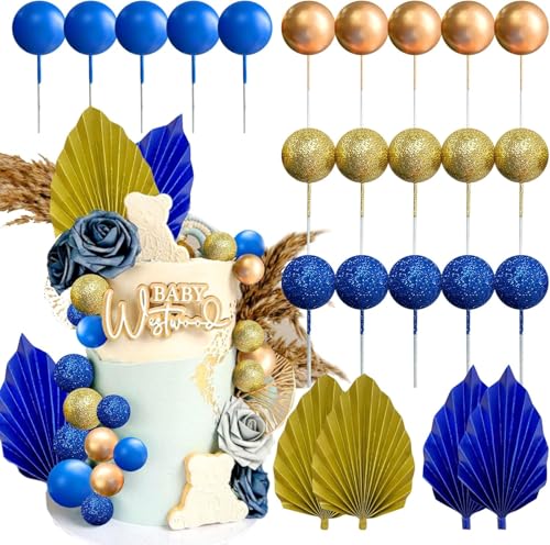 29 peças bola de decoração de bolo de aniversário papel de leque e bolas decorativas decoração de cupcakes adequado para aniversário feliz aniversário casamento festa celebração de férias