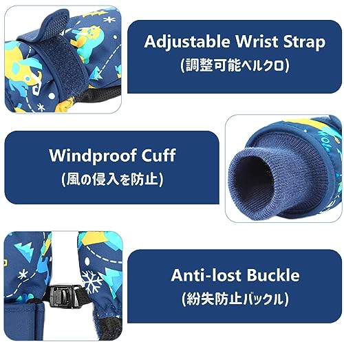 Azarxis Kids Ski Gloves Toddler Winter Cold Weather Warm Snow Mittens Windproof for Boys Girls Snowboarding Sledding Cycling (Royal Blue, 9-13Years Old) - Thumbnail 6