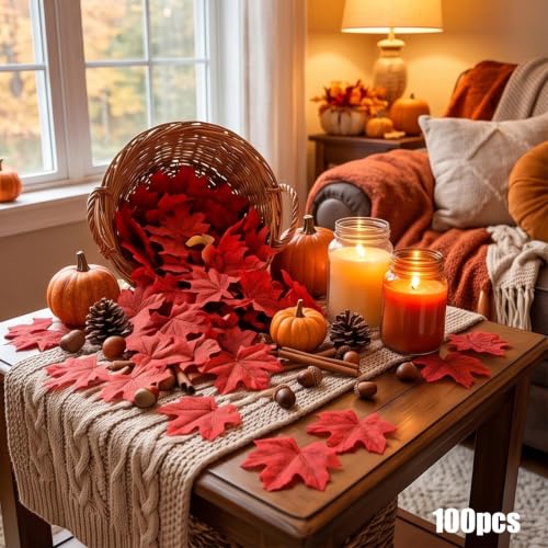 800 PCS 8cm/3.1inch Artificial Maple Leaves 8 Colors Fall Leaves Decor - image 3