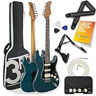 Upgraded Electric Guitar - This electric guitar pack from 3rd Avenue combines visual appeal and playability with its Delta Blue finish and is therefore a great choice for beginners and students embarking on their musical journey; includes a compact a...