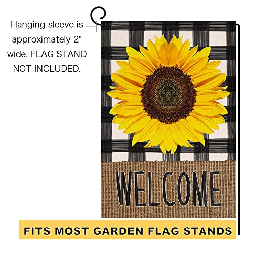 Blkwht RK-KE-163 Spring Summer Sunflower Garden Flag 12X18 Vertical Double Sided Buffalo Floral Welcome Farmhouse Outdoor Decorations Burlap Yard Flag Bw123 thumb #5