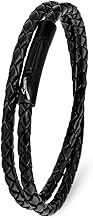 Simaru Premium Lederarmband Made in Germany für Damen & Herren, Unisex Echtleder Wickelarmband mit Edelstahl Hakenverschluss, Echtes Leder Armband
