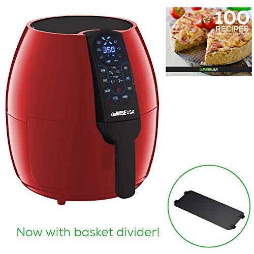 GoWISE USA 5-Quart Air Fryer with 8 Cook Presets + Recipe Book, Red