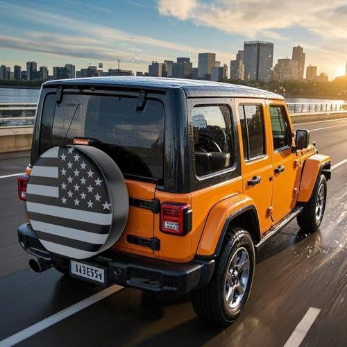 Moonet Spare Tire Cover for RV Trailer,Waterproof PVC Faux Leather Wheel Cover with American Flag Fit for Truck,Trailer,RV,SUV,Camper and Most Vehicle (Black-Grey, for Tire Diameter 30"-32") - Image 5