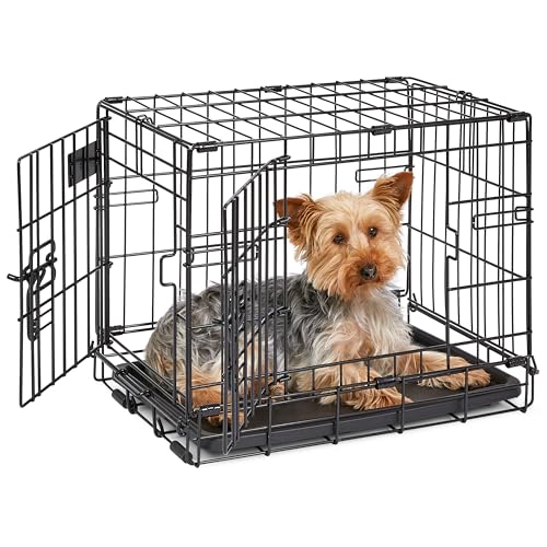 MidWest Homes for Pets Modèle 1518DD Cage pour chiens iCrate 45,72 cm, modèle amélioré, double porte, comprenant un plateau étanche, des pieds protégeant...