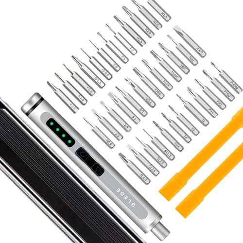Juego de destornilladores eléctricos profesionales con 36 puntas de carga USB C, luz LED, diseño ergonómico para reparación de electrónica, herramienta de destornillador eléctrico