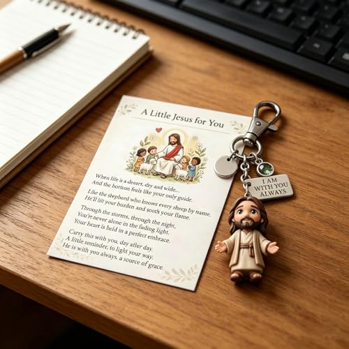 Metal & Resin Jesus Keychain With Inspirational Poem Card, Christian Decor - image 5
