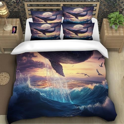 Housse de couette 3D imprimé baleine résistante en microfibre premium 220x240
