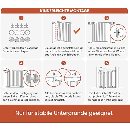 6. Bild von hauck Stop N Safe 2, Silber – Schutzgitter Treppe und Tür 84–89 cm – Kindersicheres Absperrgitter ohne Bohren – Manuelle 1 Hand Öffnung – nur für Innen - Auch für Hunde 84 - 89 cm