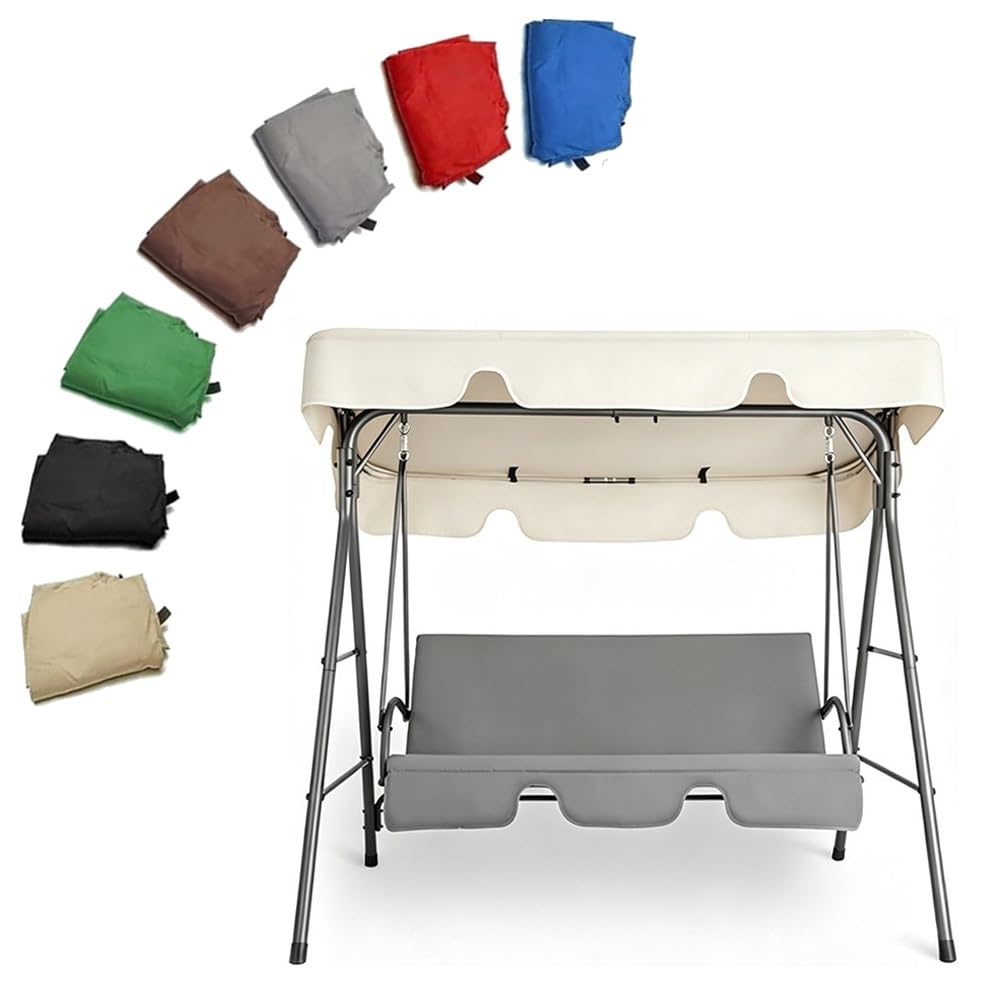 RTVGNSZSJL 77x49in 64x45in Porch Swing Canopy Replacement Outdoor Patio Swing Cover Universal Garden Swing Replacement Canopy Waterproof Oxford Fabric(Beige,75x52x6in-190x132x15cm)
