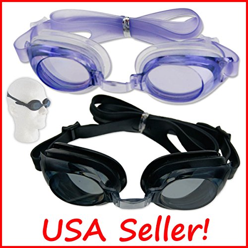 JM 2 Pairs of Non-Fog Swim Goggles Soft Eye Cups Kids Adult