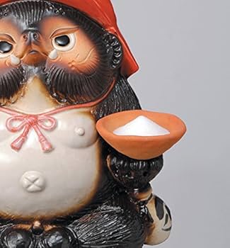 たぬきの置物 陶器製 赤いリボン付き たぬきの置物 陶器製 赤いリボン付き