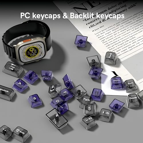 Image of dagaladoo Clear keycaps,Transparent Keyboard keycaps,Jelly Key caps Set,Shine Through keycap,MDA Profile Keyboard caps for Mx Switches Mechanical Keyboard (Purple and Grey)