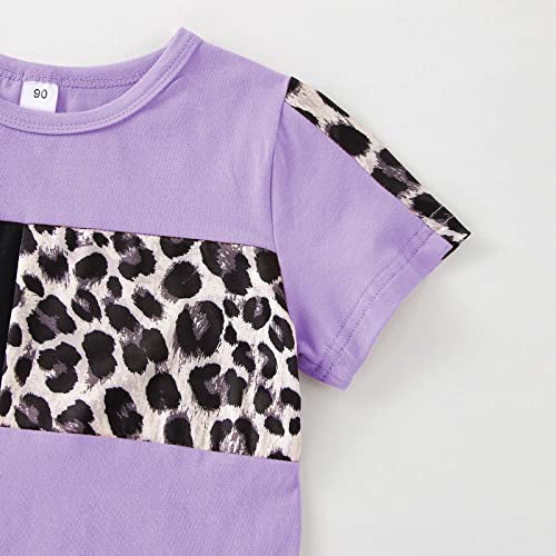Image of FOCUTEBB Toddler Girl Clothes Baby Leopard T-Shirt Shorts Summer Set 18M-8Y | 95% Cotton, Soft Breathable, Leopard Camo Print, Short Sleeve Tee, Elastic Shorts Design, Casual Summer Wear