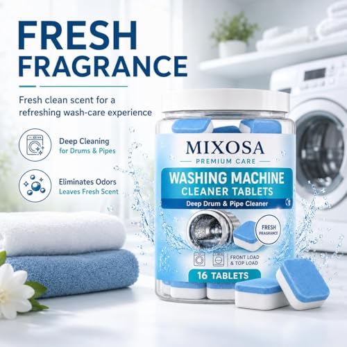 Image of Washing Machine Cleaner Blue Tablets (16 Tablets) | Drum & Pipe Deep Cleaner | Lavender Scent | Removes Odour, Limescale & Residue | For Front Load & Top Load Fully Automatic Washing Machines (Fresh)