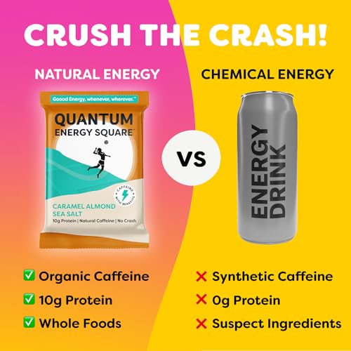 Quantum Energy Squares Quantum Energy Square: Energy Bar With Caffeine & 10G Proteinch Delicious Healthy Snack On The Go. (Vegan, Gluten-Free, Soy-Free, Dairy-Free). Flavor: Caramel Almond Sea Salt 8Pk thumb #2