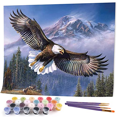 VIKMARI Bricolage Peinture par numéro Kit pour Enfants Peinture par numéros Aigle Bricolage Peinture à l'huile pour Adultes, Peinture Acrylique par numéro Kit 16 x 20 Pouces sans Cadre Cover