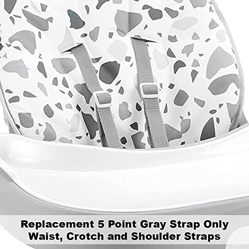 Image of Replacement Part for Fisher-Price SpaceSaver High Chair - HGX43 + Many More Models ~ Replacement 5 Point Gray Strap ~ Waist, Crotch and Shoulder Straps