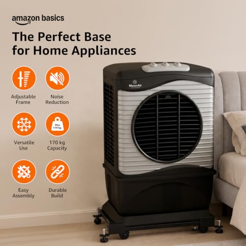 Image of Amazon Basics Heavy-Duty Adjustable Appliance Stand, Expandable Metal Frame with Anti-Skid Pads, for Washing Machine, Refrigerator, Dishwasher & Air Cooler | Load Capacity 180 kg