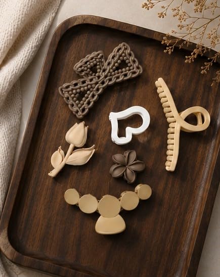 TwinTrove Matte Finish Hair Claw Clips Combo Pack of 6 | Strong Grip Hair Clutcher for Women & Girls | Everyday Styling Accessories-image-33