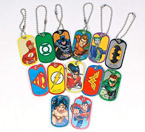 DC Comics Justice League Dog Tag Key Chains - Complete Set of 13 - Features Superman, Wonder Woman, Batman, Green Lantern, The Flash and More
