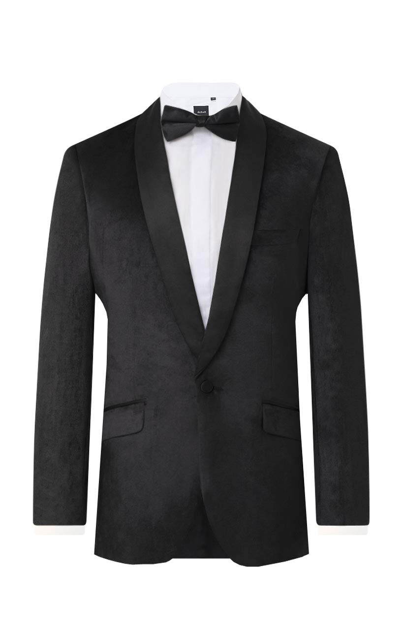 Dobell Mens Black Tuxedo Dinner Jacket Slim Fit Velvet Shawl Lapel-42R