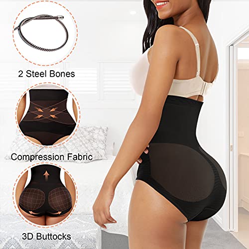Image of Werena Tummy Control Shapewear Underwear for Women High Waisted Body Shaper Panties Shaping Briefs(#01 Black(X Cross),X-Large)