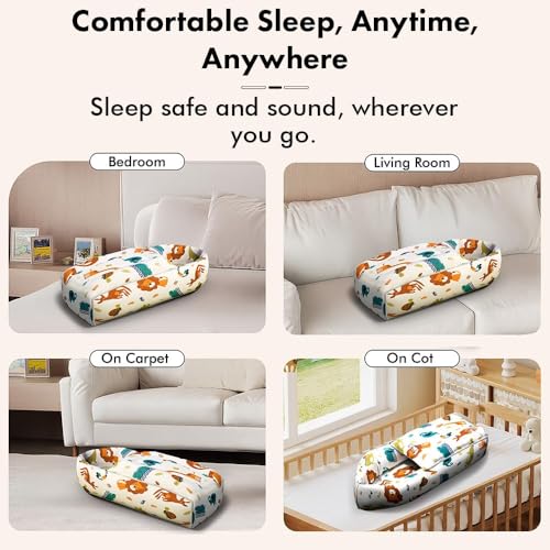 Image of StarAndDaisy 3 in 1 Baby Sleeping Bag for New Born /Baby Carrier for New Born /Soft and Comfortable Baby Bed for 0-12 Months /Foldable & Washable Cotton Design (Lion Print)
