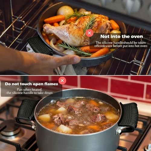 Image of 3pcs Silicone Cast Iron Handle Covers, Heat Resistant & Non-Slip Pot Holder Sleeves, Removable Potholders for Cast Iron Skillets, Tawas & Metal Frying Pans, Reusable Kitchen Cookware Accessories