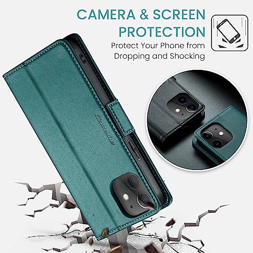 Coque iPhone 12 et 12 Pro étui portefeuille en cuir vert QLTYPRI