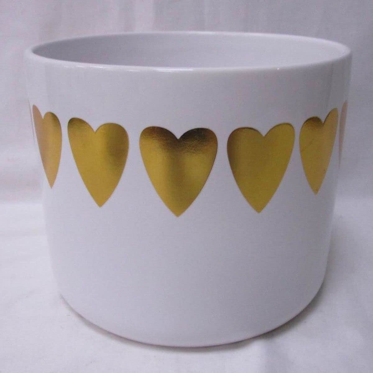 212 Main White with Gold Heart Border Planter
