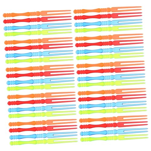 FRCOLOR 200個入使い捨て透明フルーツフォーク 二爪設計で安定したグリップ 軽量プラスチック製 衛生的で旅行やパーティーに カクテル用ミニ
