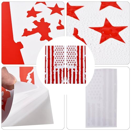 Image of JSCARLIFE American Flag Car B-Pillar Sticker, HD Printed PVC Waterproof Car Decals, Car Stickers Vinyl Self-Adhesive Side Strip Decal Cool Stickers (Red)