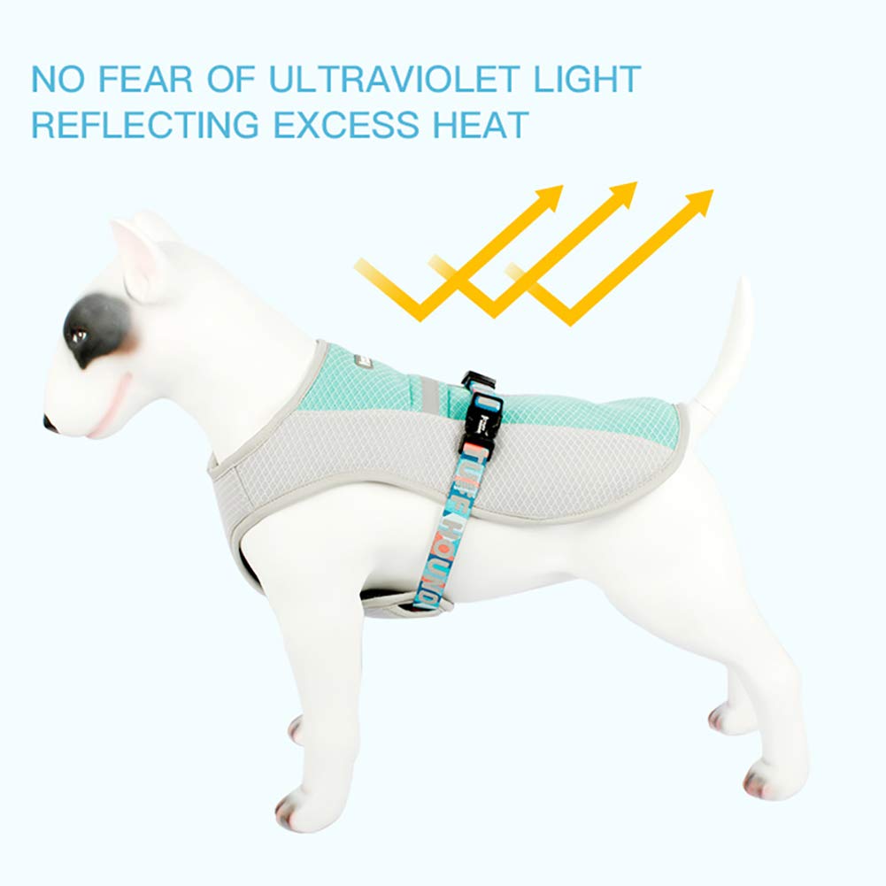Gilet rinfrescante Riflettente per Cani, Cappotto rinfrescante per Cani Regolabile Imbracatura per Cani Leggera e Traspirante Giacca Estiva per la Caccia Formazione Campeggio,Blu,L
