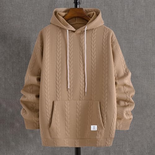 Men 2025 Fall Winter Warm Hoodies Tracksuit Casual Oversized Sweatshirt Drawstring Lightweight Hooded Pullover3