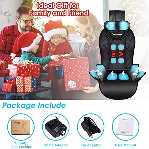 Compress-Back-Massager with Heat,Massage-Seat-Cushion for Car,Home or Office Chair Use,Massage Chair Pad Helps Relieve Stress and Fatigue for Neck,Back and Hips